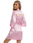 Vlazom Bride Robes Women's Kimono Robe Satin Bridesmaid Party Robes, Bridal Morning Robes with Gold Glitter, B-dusky Rose for Bridesmaid,XL(UK 18-20)