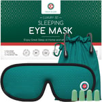 Medi Grade Sleeping Eye Mask Travel Kit - 3D 100% Blackout, Ear Plugs, Clip, Bag