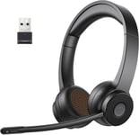 H16 Casque Bluetooth Sans Fil, Casque Pc Avec Micro Antibruit Et Usb Dongle+55H D'Autonomie, Casque Audio Avec Connexion Multipoint, Casque Ordinateurs Pour Bureau/Centre D'Appels/Télétravail