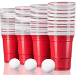 100 Red Cups Återanvändbara | Festmuggar 473ml - 16oz | Beer Pong, Röda Muggar Extra Stark | Röd Plastmugg