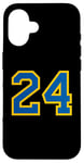 Coque pour iPhone 16 Numéro #24 Sport Bleu Jaune Numéro