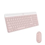 Logitech MK470 Slim Combo Clavier et Souris sans Fil, Compacte et Moderne, Ultra Silencieux, 2,4 GHz avec Récepteur USB, Plug n' Play, Compatible avec Windows - Clavier US International QWERTY - Rosa