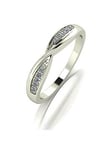 Moissanite 9ct White Gold 0.10ct Shaped Wedding Band, Gold, Size L, Women