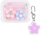 Coque Airpods Pro 2 Génération 2022 pour Filles Femmes, Joli Motif de Vagues de Fleurs 3D, Coque Transparente avec Porte-clés, Coque de Protection Antichoc en TPU Souple pour Airpods Pro 2