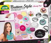 Lena Bricolage Style Lovely Pin, Complet pour Badges Cool avec 10 Boutons en métal, Outils, 14 modèles Textiles Animaux, Set Mode pour Enfants à partir de 8 Ans, 42564, Multicolore, Moyen