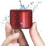 Etui De Voyage Inclus, A106 Pro Mini Enceinte Bluetooth Portable Actif avec Basse Extra, Autonomie 12hrs, étanchéité IP67, Mini Haut Parleur Parfait pour la Douche, Chambre, Vélo, Voiture (Rouge)