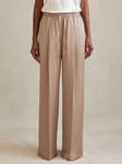 Reiss Cole Wide Leg Satin Drawstring Suit Trousers, Gold