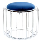 Pouf & Table d'Appoint "Comfortable" 50cm Bleu & Argent