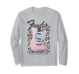 Fender Pink Grunge Leopard Guitar & Logo Manche Longue