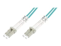 DIGITUS Professional - Cordon de raccordement - LC multi-mode (M) pour LC multi-mode (M) - fibre optique - duplex - 50 / 125 microns - OM3 - sans halogène - turquoise