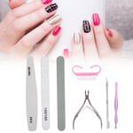 7pcs Nail File Cuticle Nippers Steel Pusher Dead Skin Removal Manicure Tool GF0