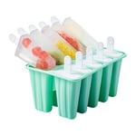 QT Ice Cream Mould 10 Grids Food Grade Silicone Non Stick Green Ice Lolly Maker