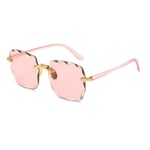 ZZOW Fashion Oversized Square Cut Rimless Women Sunglasses Grey Pink Tea Gradient Lens Eyewear Ladies Sun Glasses Shades Uv400