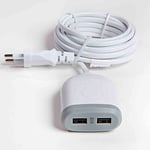 WATT-AND-CO 3m Extension Cable with 2x USB 4.8A Ultra Fast Charging - White