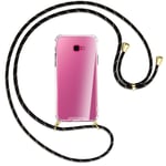 Collier pour Samsung Galaxy J4 Plus noir+or (O) Etui Coque antichoc avec cordon