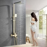 Colonne de Douche dorée avec Mitigeur Mécanique,Système de Douche Mural Hauteur Réglable,3 modes de douche et bec de baignoire