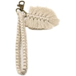 Porte-CléS en Macramé Boho Tissé avec Glands pour Clé de Voiture Sac à Main Pendentif Charme Cadeau Unique, Beige