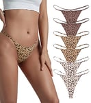 SHARICCA Leopard T String Ficelle pour Femme en Sexy Tanga sans Couture Culottes Lot de 6 (Multicolore-01, XL)