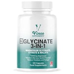 Vinco Magnesium Glycinate 3-in-1 Complex - 2000mg Supplements as Bisglycinate, Citrate & Malate 120 Capsules, Triple High Absorption 420mg Elemental, UK Made