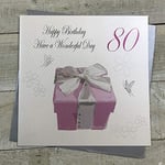 White Cotton Cards Grande Carte d'anniversaire Happy Birthday Have a wonderfu Day, Rose Cadeau Fait Main 80e