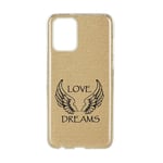 Coque Iphone 12 PRO MAX paillettes dore love dreams ailes noir