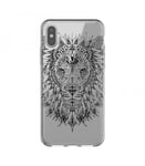 Coque Iphone X lion jungle wild tatoo doodling noir transparente