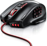 Titanwolf-16000 Dpi Souris Laser De Gaming-18 Touches-Haute Précision-Éclairage Led Configurable-Technologie De Capteurs Avago-Mmo Gaming-Logiciel Inclus Touches Programmables