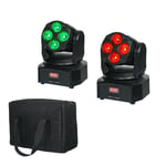 2 x Equinox Fusion 40 Moving Heads DJ Disco 5 x 9w RGBW With Carry Bag DJ