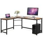 Goplus - Bureau d'Angle Ordinateur en Forme L-167,5x125,5x73,5CM-Capacité de Charge 100KG-Bureau Informatique avec Support cpu Mobile,Brun