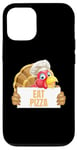 Coque pour iPhone 12/12 Pro Un cuisinier drôle de Thanksgiving à la dinde mange une pizza