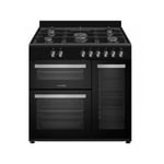 La Germania - Cuisiniere Piano de cuisson Gaz et électrique vintage SM903N - 5 feux + 3 fours - L69 - Noir