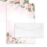 Galleri Papper Brevpapper A4 - Rosa Blomster Inkl Kuvert 20 ark