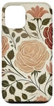 Coque pour iPhone 12/12 Pro Rose florale botanique, style bohème minimaliste, roses d'amour