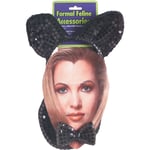 Halloween Fancy Dress Costume Adult Female - Deluxe Sequin Cat Set - Black