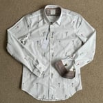 PAUL SMITH WHITE FLORAL LONG SLEEVE SLIM FIT SHIRT FLOWER | RRP £225 | SMALL S