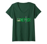 Womens One Piece Roronoa Zoro Pirate Hunter Badge Anime V-Neck T-Shirt