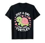 Just a Girl Who Loves Turtles Cute Adorable Cartoon Turtle T-Shirt