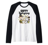 Peanuts - Happy Thanksgiving Charlie Snoopy Woodstock Raglan Baseball Tee