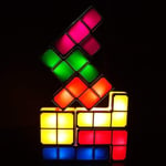 Tetris-lampa, Attoe LED Tetris stapelbar nattlampa 7 färger induktionslåsning skrivbord