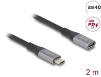 Delock USB 40 Gbps Extension Cable USB-C M-F PD3.1 240W 2m Metal