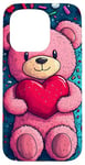 Coque pour iPhone 15 Pro Ours en peluche coeur Saint-Valentin