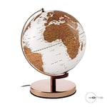 Mascagni Globe Terrestre décoratif Lumineux-Mappemonde-Eclairage LED-Base en métal Finition doré-Diamètre 30 cm