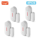 capteur de porte/fenêtre intelligent,wi-fi,alarme de sécurité,détecteur d'ouverture/fermeture de porte,contrôle à distance avec application,activation et désactivation du - Type Tuya wifi 4PCS