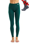 Merino.tech Laine Merinos Pantalon Femme - Respirante Merino sous Vetement Merinos Femme, 100% Mérinos Legging Laine Femme Léger + Chaussettes en Laine mérinos (X-Large, 165 Forest Green)