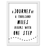 Artery8 A Journey Of A Thousand Miles Begins With One Step Inspirational Positive Motivational Gym Workout Living Room Aesthetic Artwork Framed Wall Art Print A4