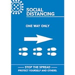 Seco Health & Safety Poster Social distancing - one way only right A4 Semi-Rigid Plastic Blue, White 42 x 59.5 cm