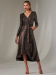 Jolie Moi Ola Metallic Spot Midi Dress, Black/Rose Gold