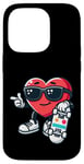 Coque pour iPhone 14 Pro Skateboard patineur coeur Saint-Valentin