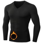 Sillictor Thermal Top for Men Long Sleeve Running Ski Base Layer Mens Fleece Tops Quick Dry Compression Thermals Men Underlayer Shirts for Football Golf Hiking,High Wicking Flexible 1511 Black L