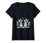 Womens Valentines Day Racoons Love Animal Cute Mens Womens Kids V-Neck T-Shirt